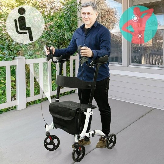 Combo Standing Upright Rollator Walker With Seat