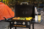 BLACKSTONE Original 28 inch Griddle With Integrated Protective Hood And Counter Height Side Shelves, Powder Coated Steel, Black - 1883