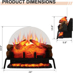PuraFlame Free Standing Electric Fireplace Log Set Insert, 24 inch, 750W/1500W Heater