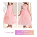 HAWEE Dress Costume for Girls, Pink Tulle and Sequin Dress for Kids Christmas Halloween Cosplay Costumes