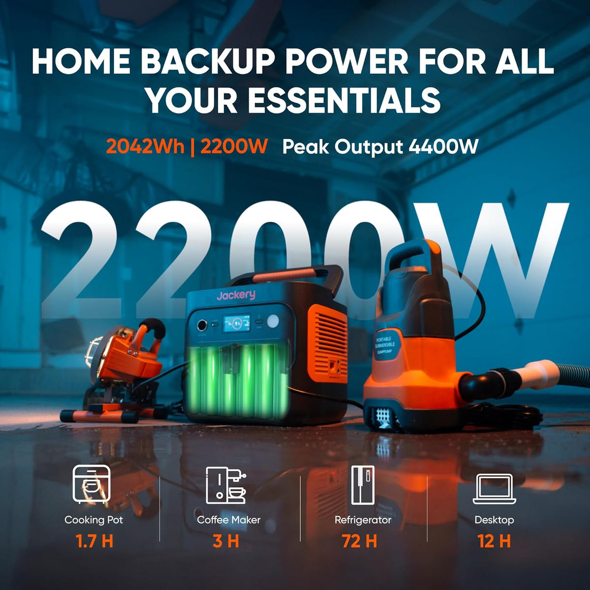 Jackery Explorer 2000 v2 Power Station With 2 x 100W Solar Panels, 2042Wh LiFePO4, 2200W