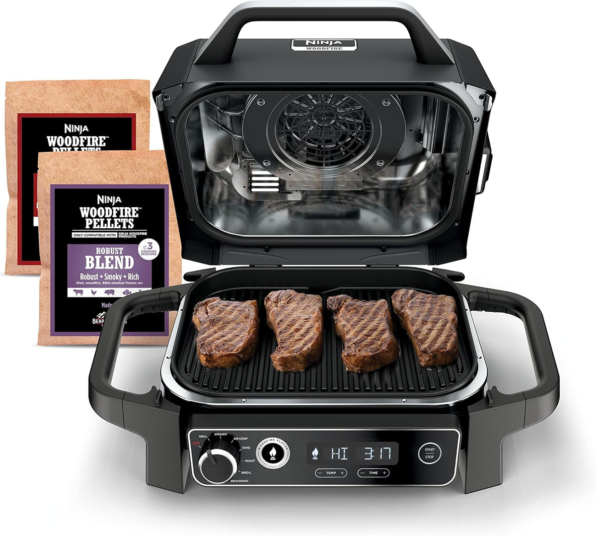 Ninja Woodfire 7-in-1 141-sq-in Outdoor Electric Grill, Smoker & Air Fryer - OG701