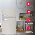 Frigidaire Retro 2 Door Mini Refrigerator With Freezer And Side Bottle Opener, 3.1 Cu Ft, 19in D x 20.5in W x 33.5in H