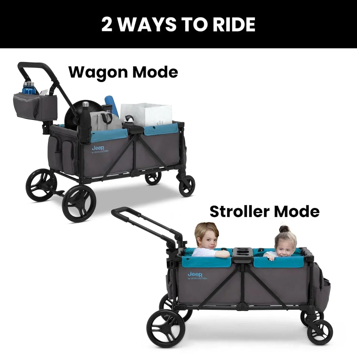 Jeep Sport All-Terrain Stroller Wagon With Canopy And Parent Organizer