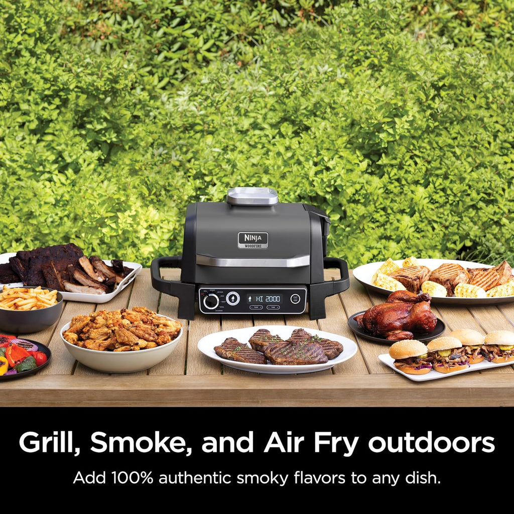 Ninja Woodfire 7-in-1 141-sq-in Outdoor Electric Grill, Smoker & Air Fryer - OG701