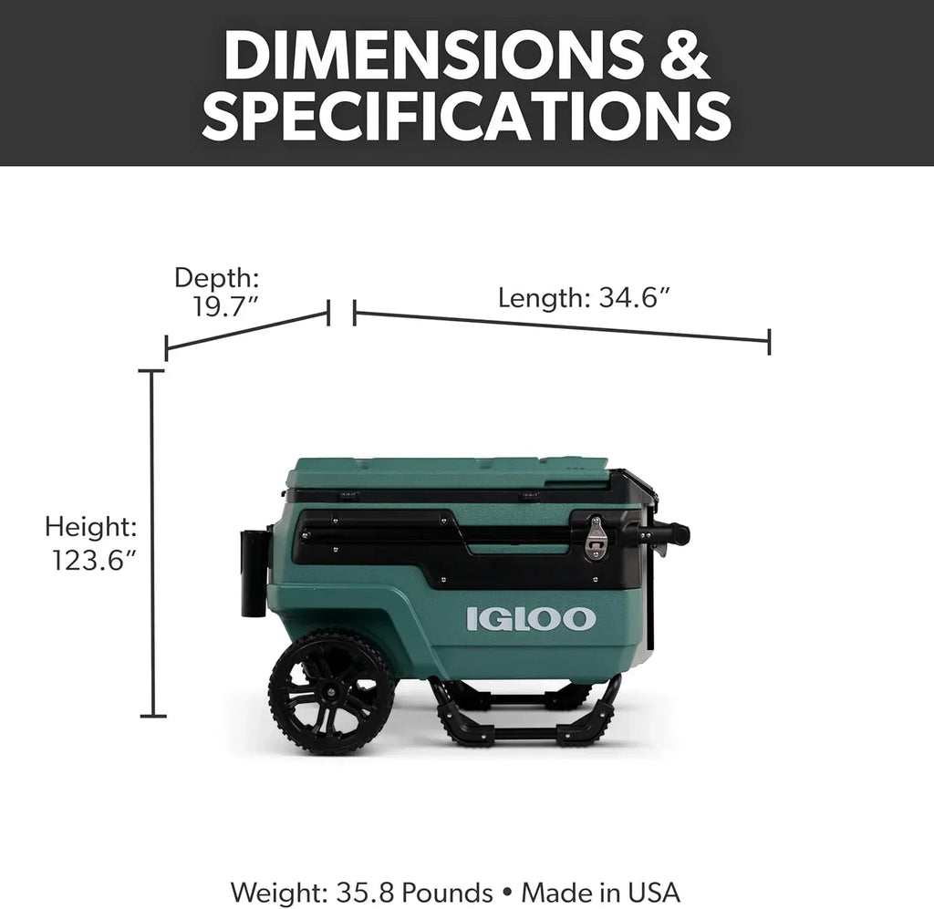 70Qt Wheeled Insulated Hard Shell Ice Chest - Trailmate