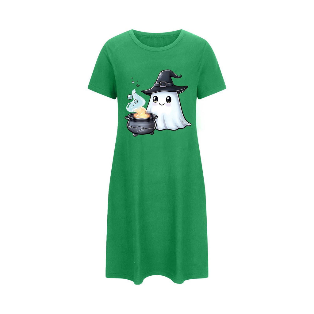 Censtreet Halloween Sleep Shirts for Women Short Sleeve Night Shirts for Sleeping Pullover Nightgown Soft Nightdress