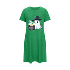 Censtreet Halloween Sleep Shirts for Women Short Sleeve Night Shirts for Sleeping Pullover Nightgown Soft Nightdress