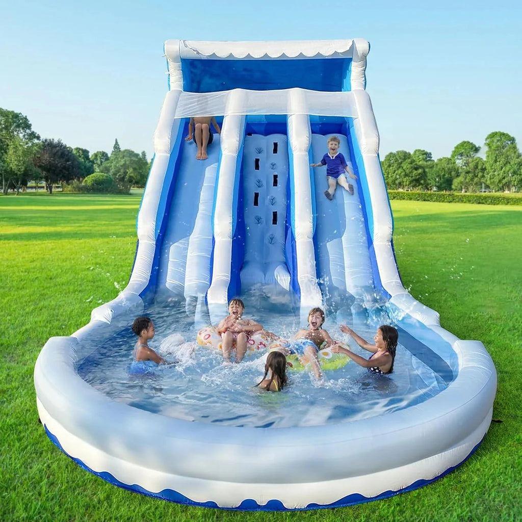 CHUNNIAN Inflatable Water Slide Bounce House 20.6x9.5x9.3 Ft Blue With Blower