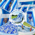 CHUNNIAN Inflatable Water Slide Bounce House 20.6x9.5x9.3 Ft Blue With Blower