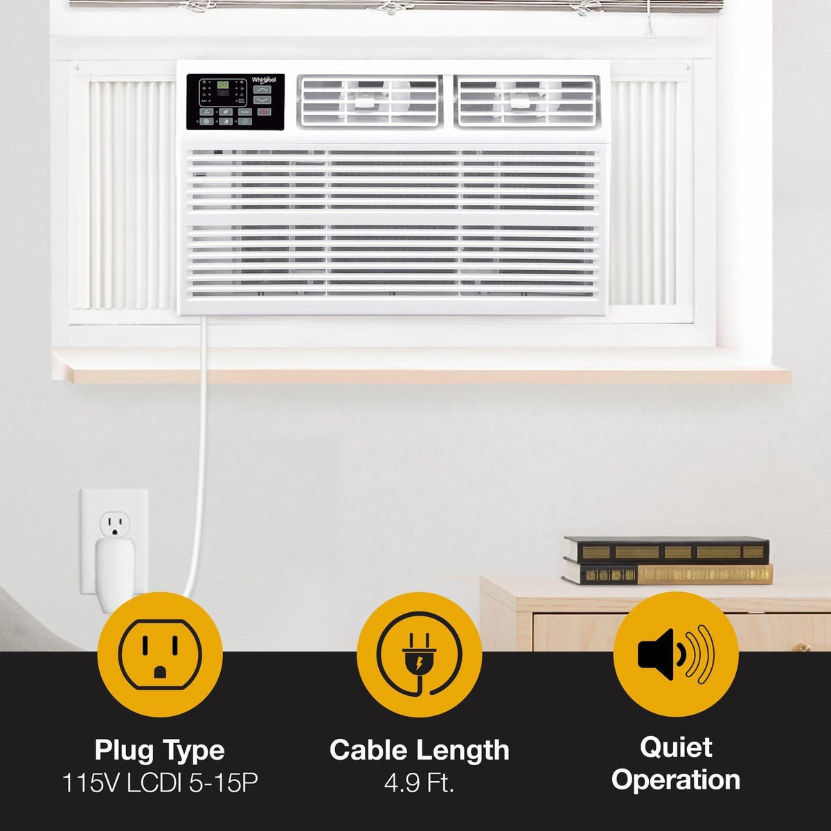 Whirlpool 8,000 BTU Window Air Conditioner With 4,000 BTU Supplemental Heat, Up To 350 Sq. Ft.
