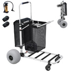 GDLF Foldable Beach Cart With Adjustable Handle, 12-Inch Balloon Wheels, 220 lbs Capacity