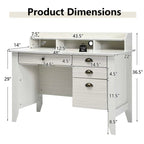 Computer Desk With 4 Storage Drawers And Hutch, 48in x 22in x 36.5in - Rustic Brown
