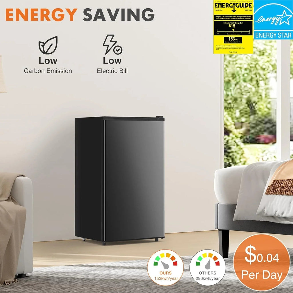 Sweetcrispy 3.2 Cu. Ft. Single-Door Mini Refrigerator With Freezer, Black