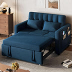 3-in-1 Convertible Sleeper Sofa, 55 in Pull-Out Bed, Adjustable Backrest, Cat-Scratch-Proof Fabric