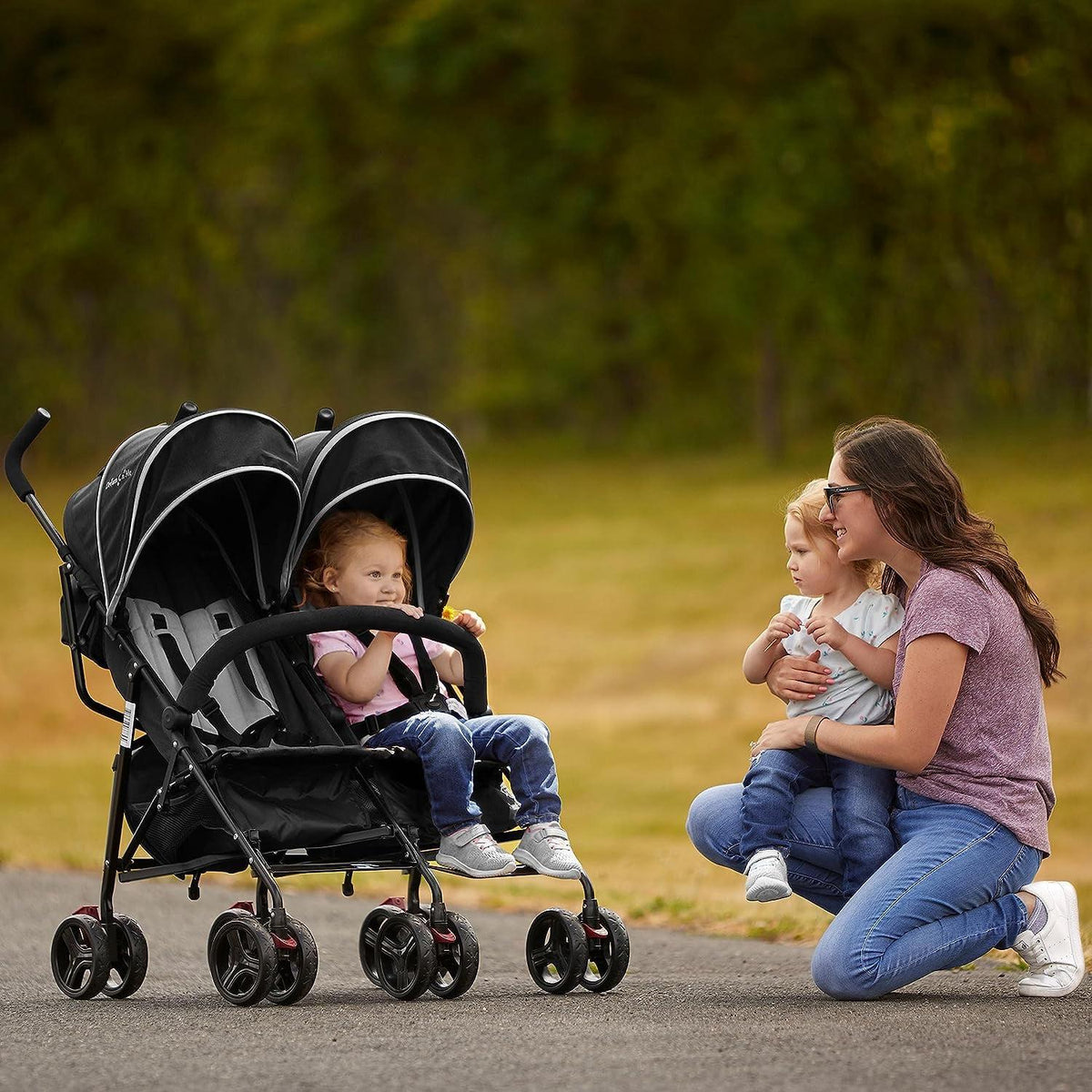 Dream On Me Volgo Twin Umbrella Stroller, Black, 29.50 x 28.50 x 40.00 Inches - 446-BLK