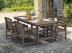SERWALL 7-Piece HDPE Patio Dining Set, Aruba, 66.9in D x 32.2in W x 29.1in H