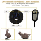 Electric Power Lift Recliner Chair With Leather Massage, Lumbar Heating, 8 Vibrating Nodes, Cup Holders And USB Port