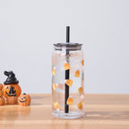 Way to Celebrate Halloween Candy Corn Glass Can Sipper Tumblers, 20 oz, 2-Pack