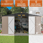 IRONCK Metal Outdoor Storage Shed, 10x12ft, Brown