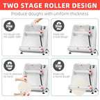 Commercial Pizza Dough Roller Sheeter, 370W, Stainless Steel, Max 16