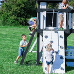 Backyard Discovery Canyon Creek Cedar Wood Swing Set With 8-Foot Wave Slide, Clubhouse And Play Kitchen