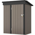 Patiowell Outdoor Storage Shed 5x3 FT Galvanized Steel Coffee Brown