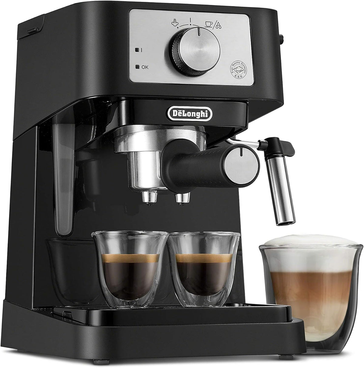 De'Longhi All-in-One Coffee Maker and Espresso Machine With 10-Cup Glass Coffee Pot, Black - COM532M