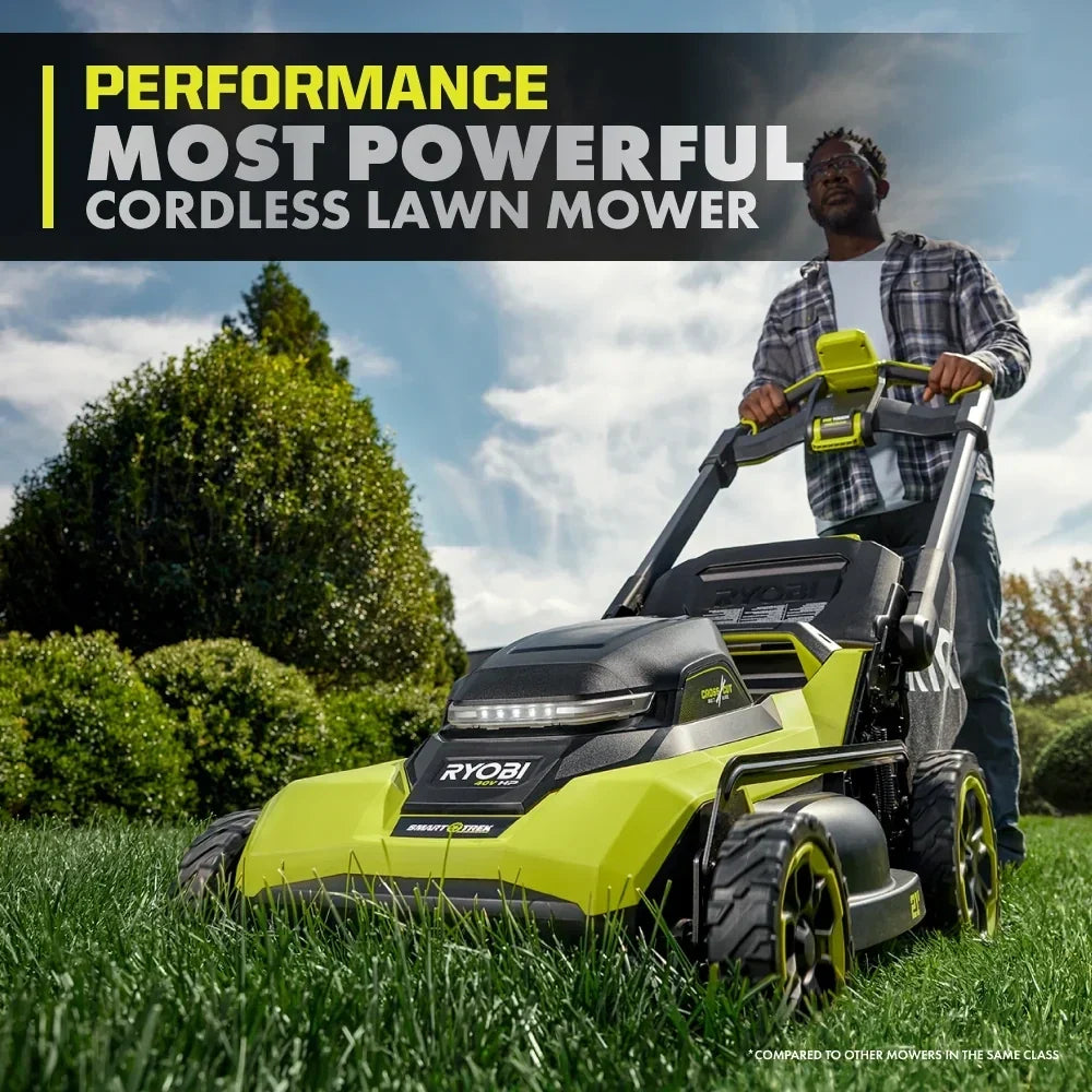 RYOBI 40V HP Brushless 21" Walk Behind Self-Propelled Lawn Mower w/ (2) 6.0Ah Batteries and Charger