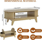 Fluted Oval Coffee Table With Storage, 46.45 x 19.68 x 15.94 in
