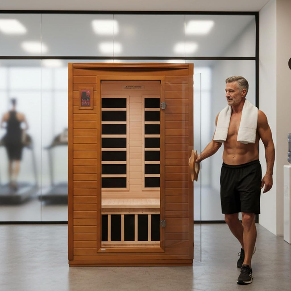 DYNAMIC SAUNAS 2-Person Low EMF Far Infrared Sauna With Red Light Therapy And Bluetooth Speakers, Canadian Hemlock - Andora