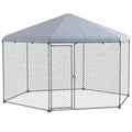 PawHut Large Metal Coop Run With Waterproof Anti-UV Cover, 13 ft x 11.4 ft x 8.6 ft