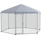 PawHut Large Metal Coop Run With Waterproof Anti-UV Cover, 13 ft x 11.4 ft x 8.6 ft