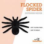 Flocked Spider Decoration, Black, 7", Halloween by Way To Celebrate
