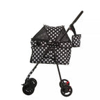 Foldable Pet Travel Stroller For Cats & Dogs, Waterproof, 4 Wheels, Black