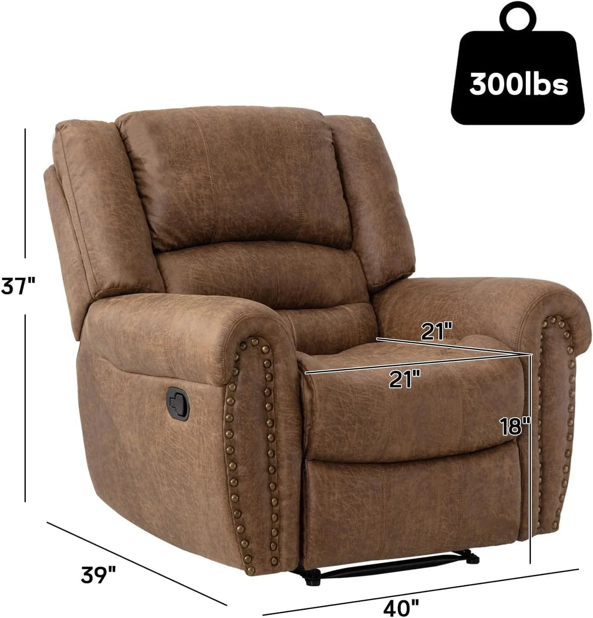 CANMOV Manual Recliner Chair, Nut Brown