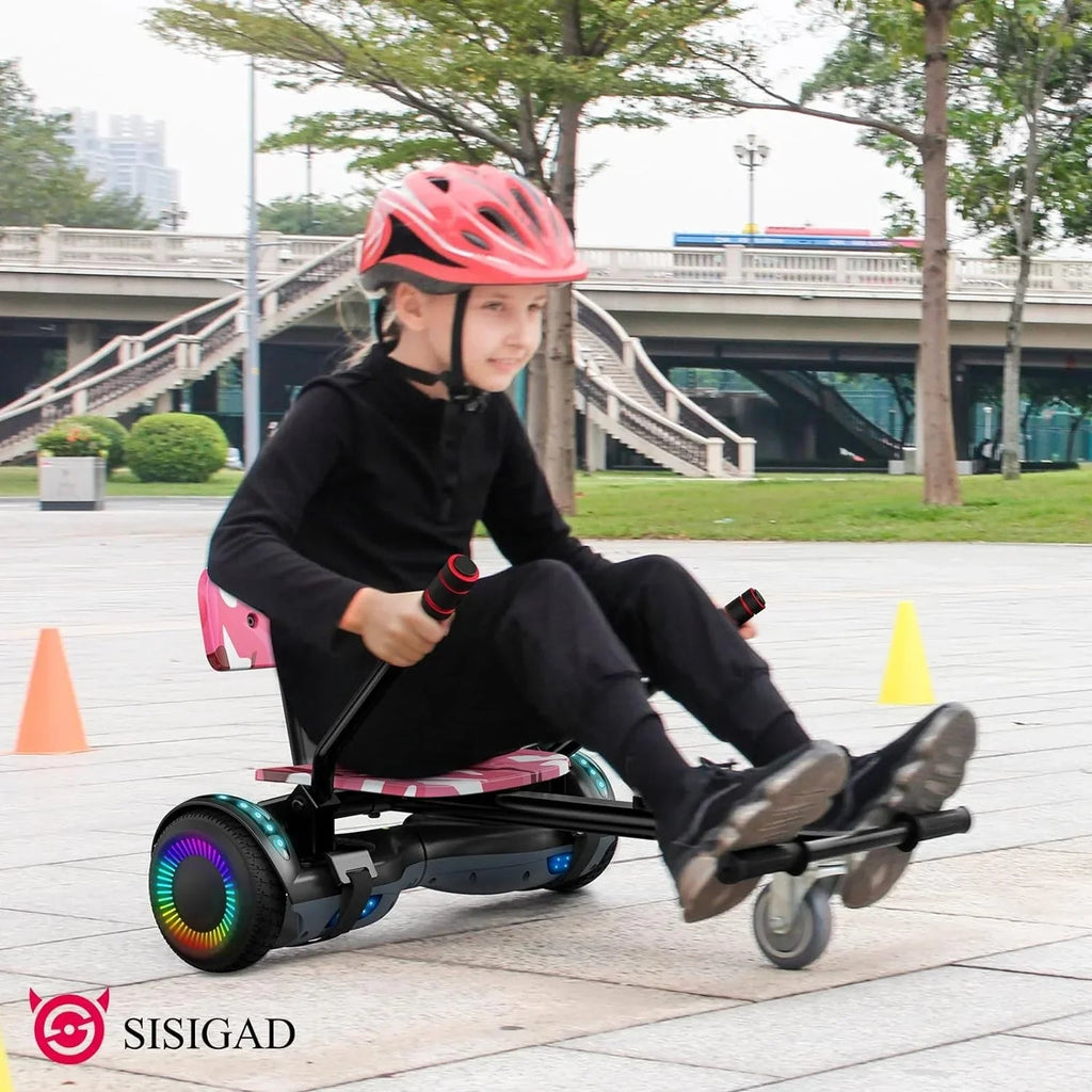 SISIGAD Electric Hoverboard And Kart Combo With 6.5 Inch Wheels And LED Lights