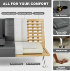 Homall Faux PU Leather Futon Sofa Bed, 65 x 30.7 x 28 in, Adjustable Recliner With Cup Holders
