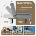 Homall Faux PU Leather Futon Sofa Bed, 65 x 30.7 x 28 in, Adjustable Recliner With Cup Holders
