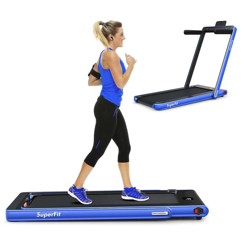 2 In 1 Folding Treadmill, 2.25 HP, 40 in x 16 in Running Area, Dual Display And App Control