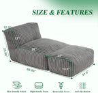 Hobestluk Bean Bag Lounger Chair With Ottoman, Faux Fur, Memory Foam Fill