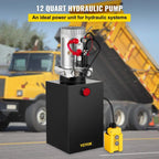 12 Qt 12-Volt 3200 PSI Single-Acting Hydraulic Power Pump With Steel Reservoir
