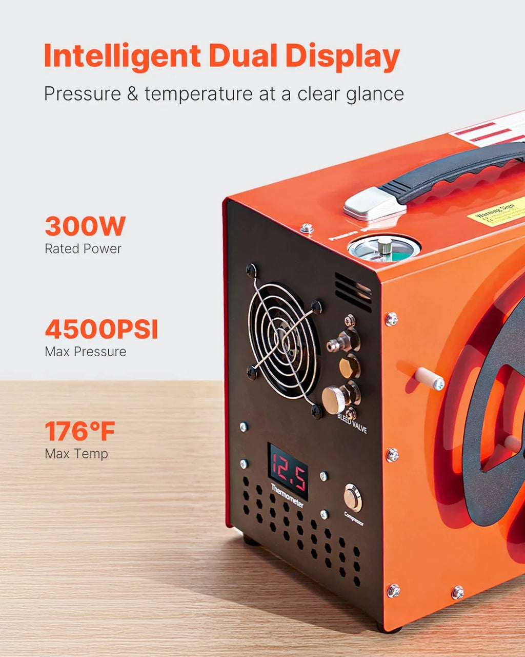 KFFKFF PCP Air Compressor 4500PSI/30Mpa 300W DC12V/AC120V