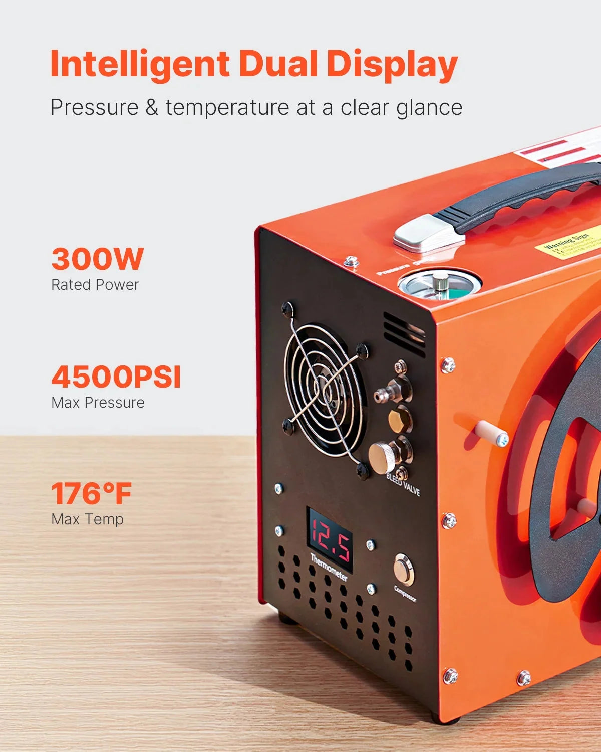 KFFKFF PCP Air Compressor 4500PSI/30Mpa 300W DC12V/AC120V