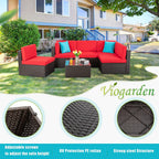 5-Piece All-Weather Wicker Patio Conversation Set With Ottoman And Cushions
