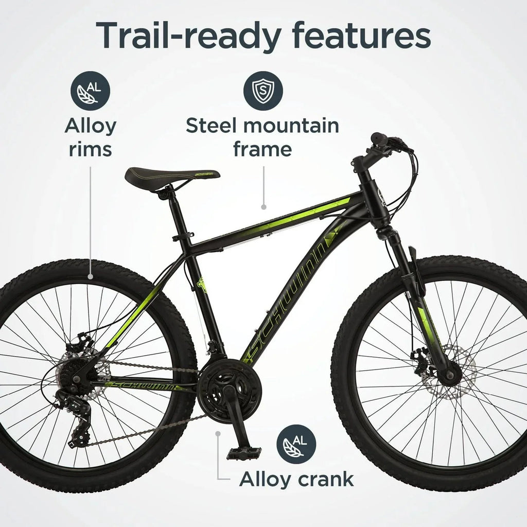 Schwinn Sidewinder Mountain Bike, 26-Inch Wheels, 21 Speeds, Black, Mens Style - S2792WMDS