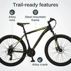 Schwinn Sidewinder Mountain Bike, 26-Inch Wheels, 21 Speeds, Black, Mens Style - S2792WMDS