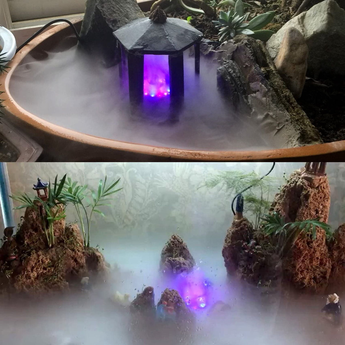 2X Mist Maker, Indoor Fountain Mister Foggers, Small Pond Fog Machine Atomizer Air Humidifier for Halloween, Christmas