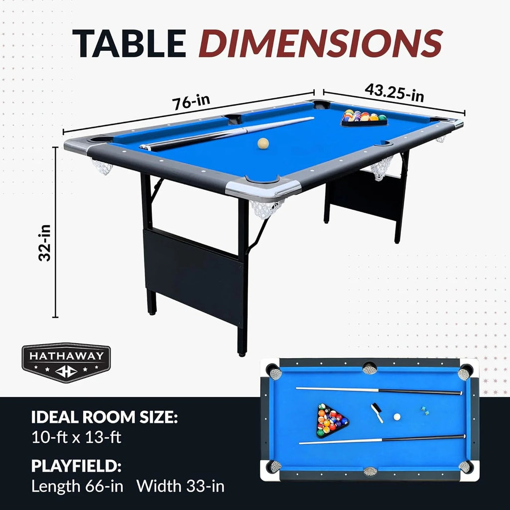 Hathaway Fairmont 6 Ft Portable Pool Table, Blue - BG2574