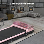 BITOUSHI Under Desk Walking Pad Treadmill 2 In 1, 3.0HP, 220 Lb Capacity - Pink